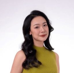 full body headshot woman black hair